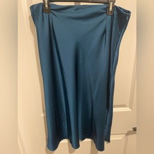 Nasty Gal Teal Satin Midi Skirt